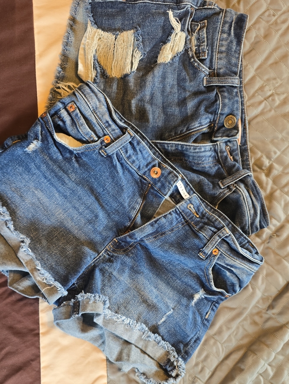 Celebrity Pink Distressed Blue Denim Shorts Duo